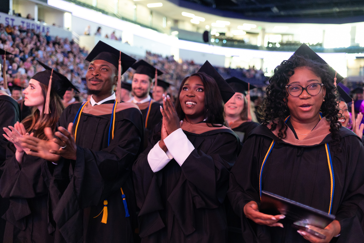 Graduates at commencement