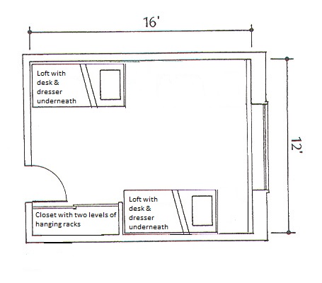 sample floor plan for Dowling Residence Hall