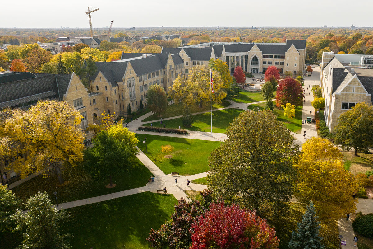 aerial view of the lower quad on St. Paul campus