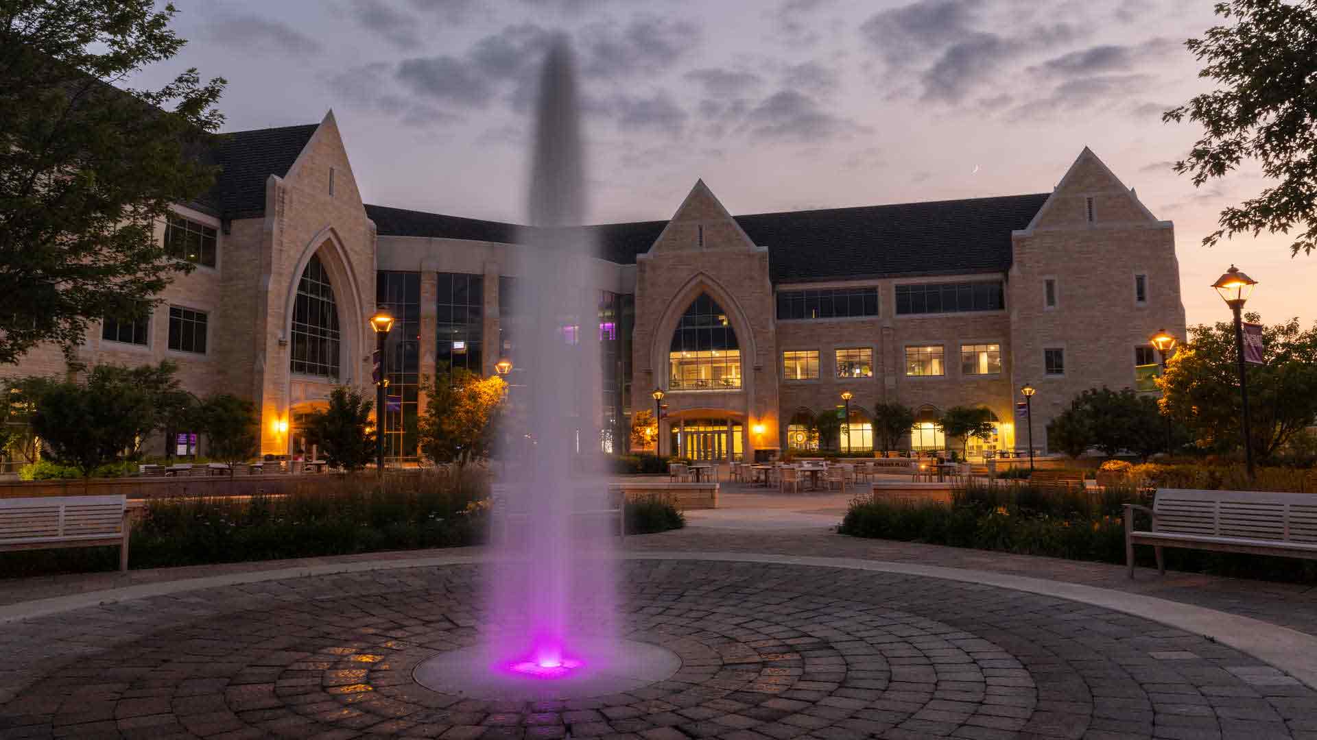 Anderson Student Center at twilight