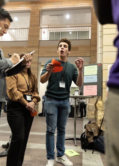 A student pitching their business idea at e-Fest