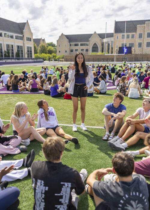 Students socializing during a Welcome Week activity