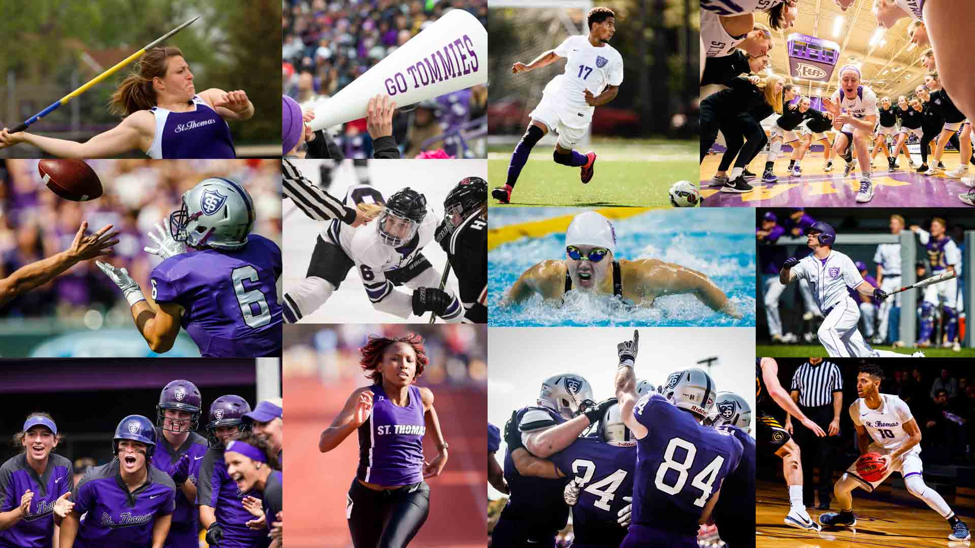 collage of St. Thomas athletes in different sports