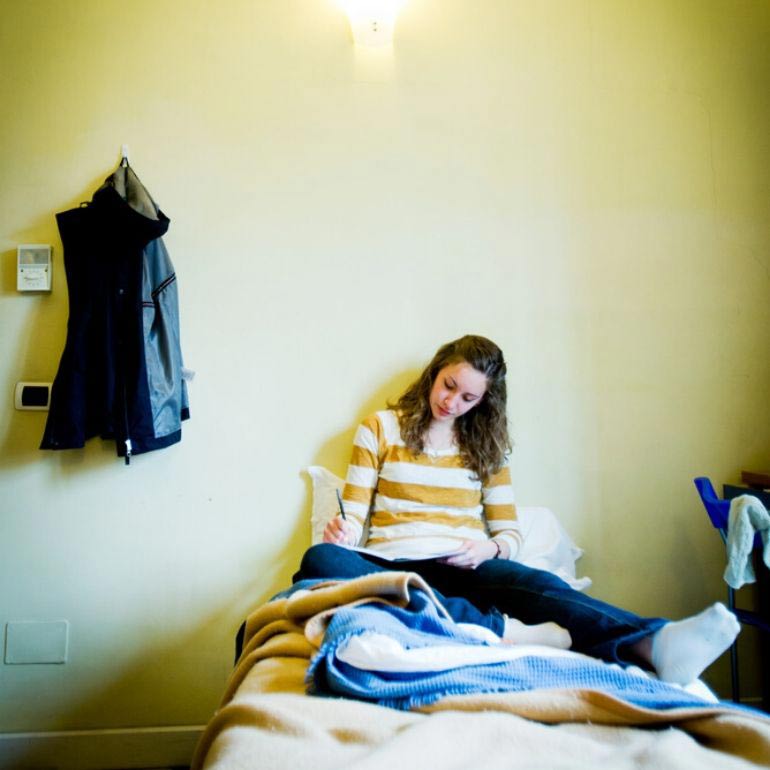 Gemma Mendonsa in her room on the Bernardi Campus