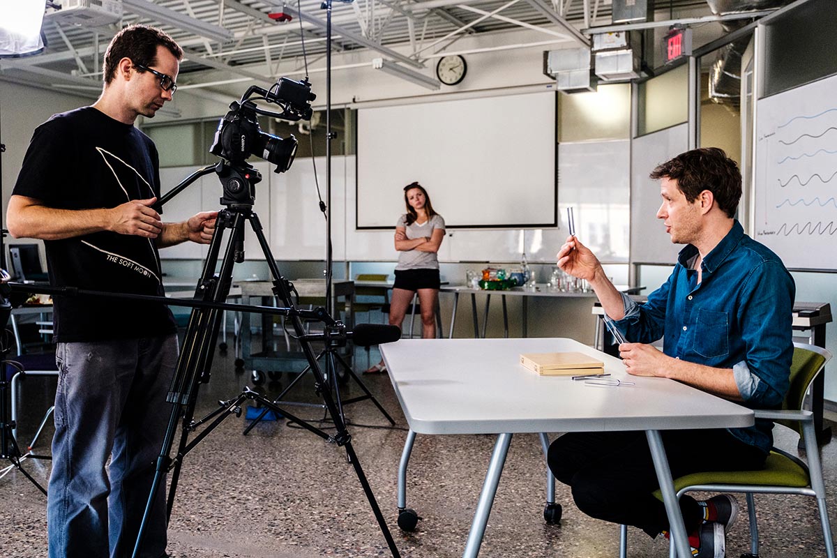 School of Engineering professor AnnMarie Thomas and her playful learning lab collaborated with the band OK Go to make a video about a tuning fork.