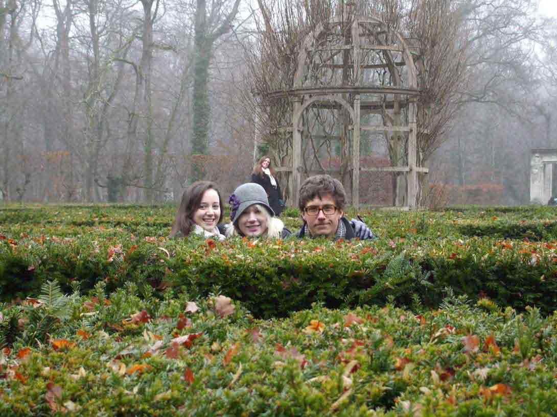 Students in a garden somewhere abroad
