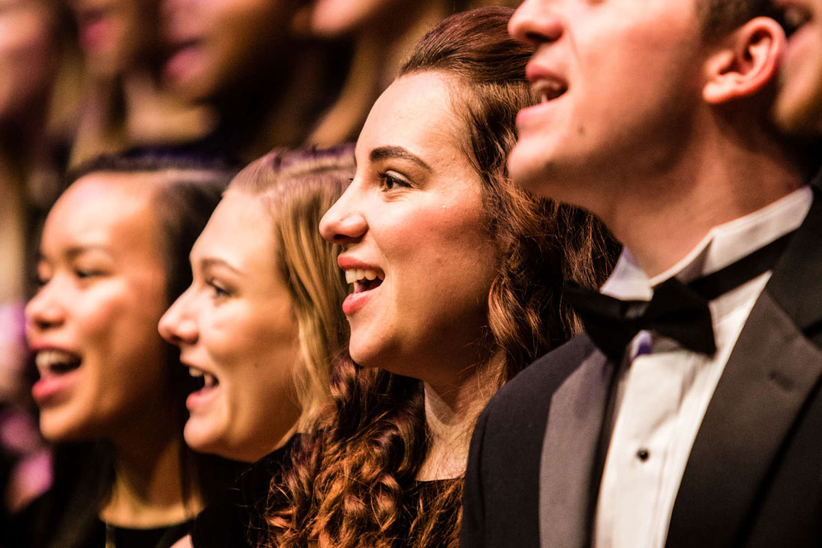 The Concert Choir sings during the annual University of St. Thomas Christmas Concert at Orchestra Hall.