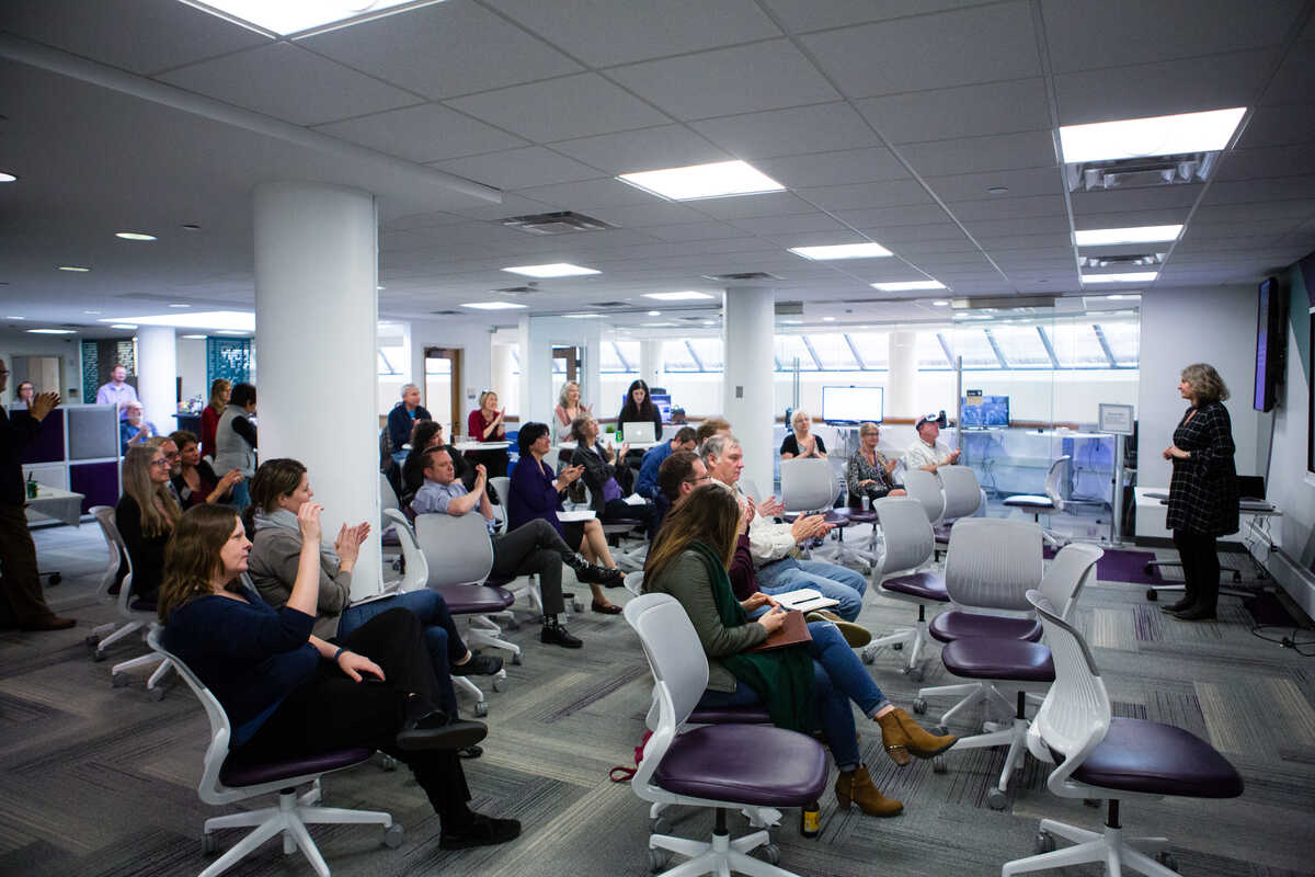 Faculty at an event hosted in STELAR
