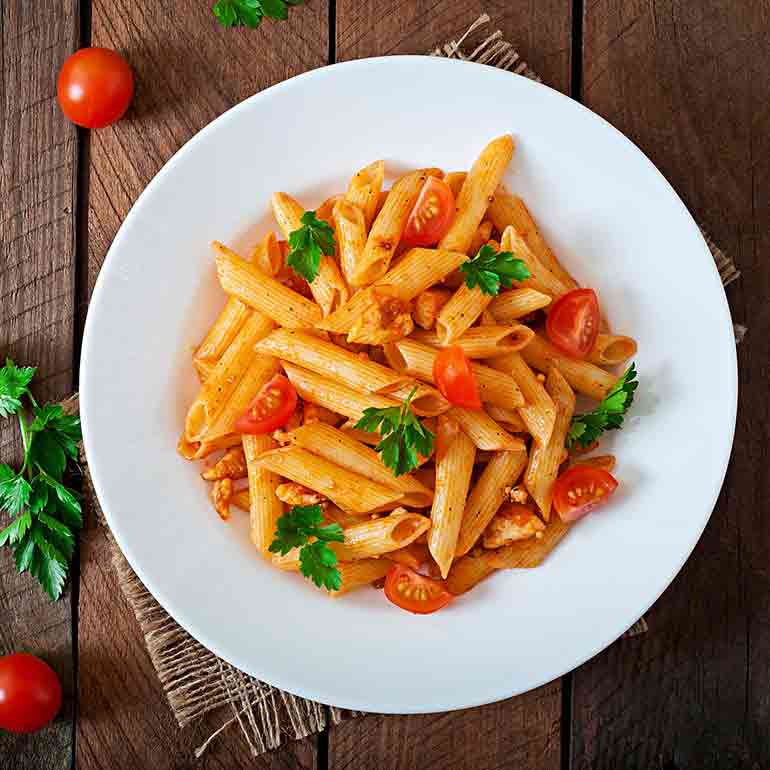 Penne pasta plate