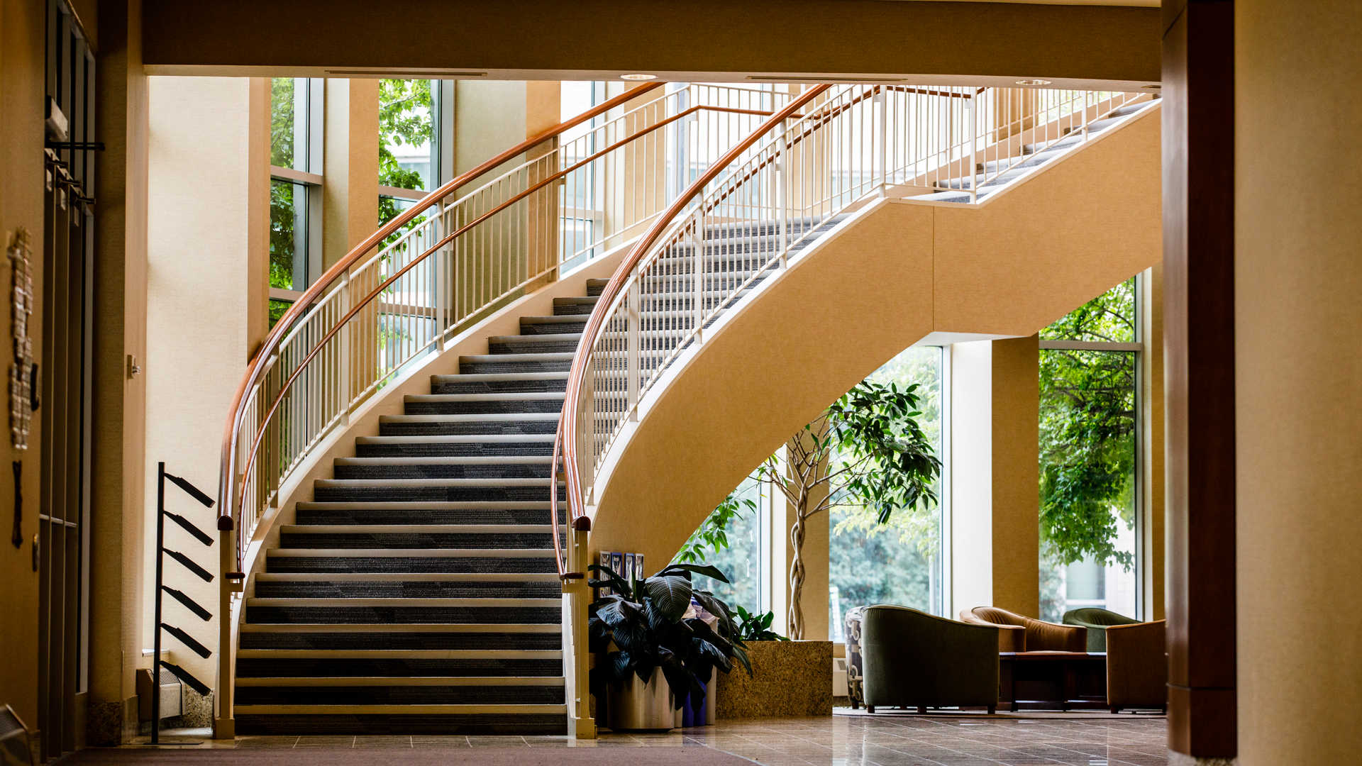  The atrium in Schulze Hall, including the stair case