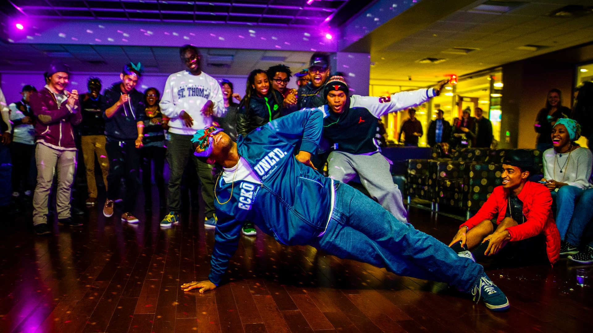 Students dance at a "Fat Friday" dance