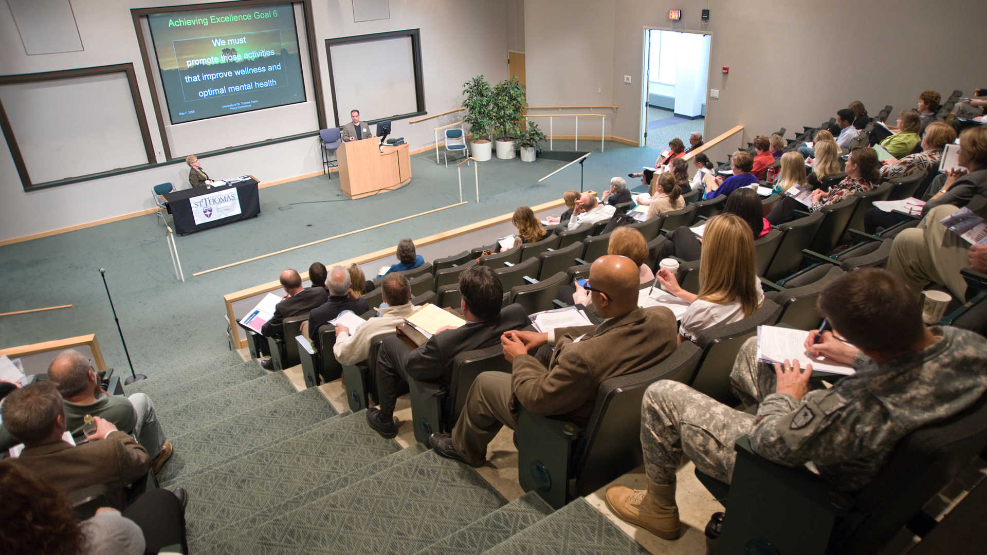 Speaker at Thornton auditorium