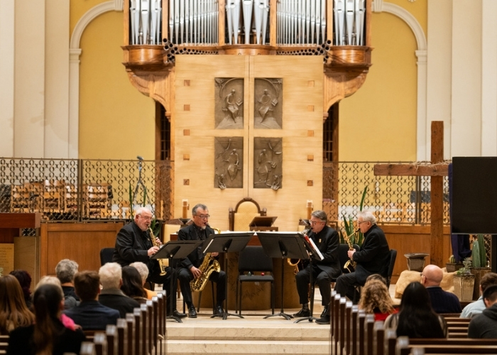 music quartet playing at the St. Thomas chapel