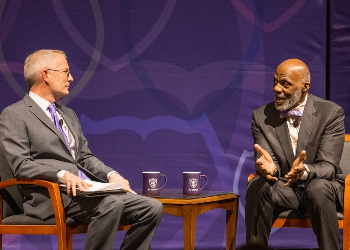 Rob Vischer and Alan Page at a finding forward event