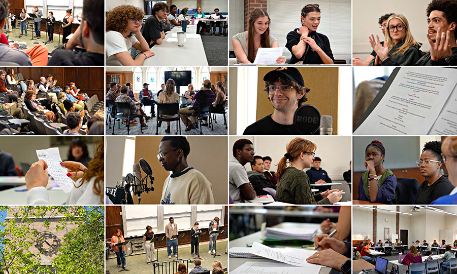 Collage of behind the scenes footage producing Hidden Stories