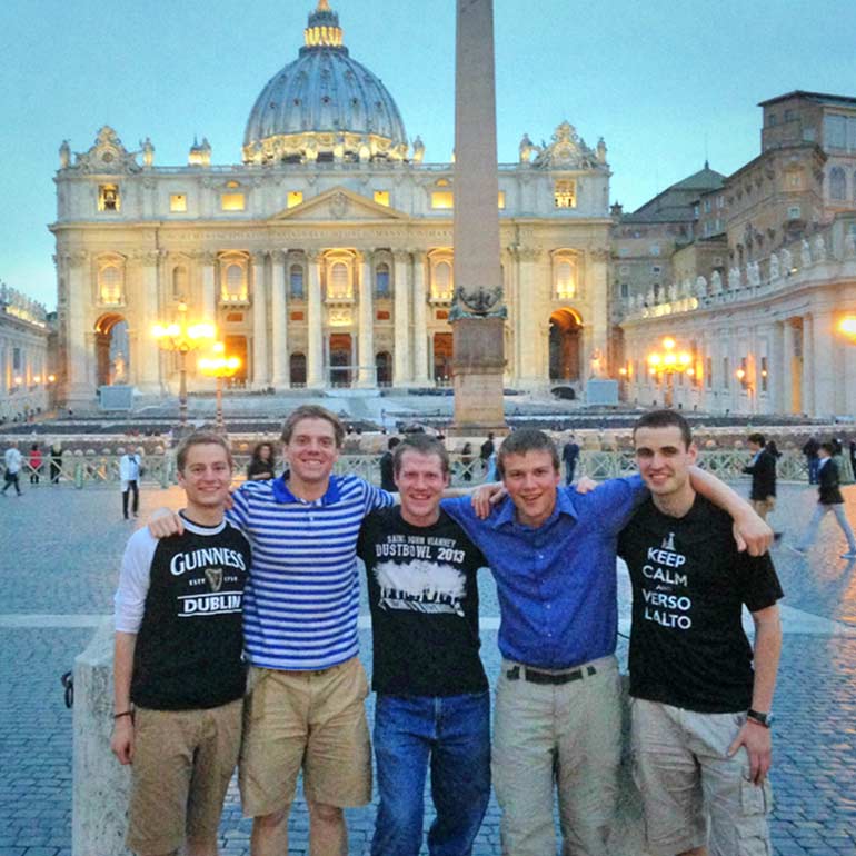 Seminarians pose in Rome