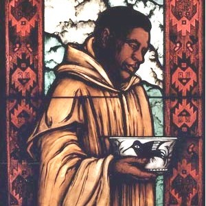Stained glass rendition of Saint Martin de Porres