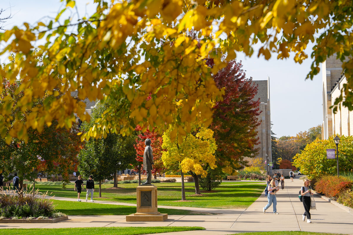 Students walking on campus