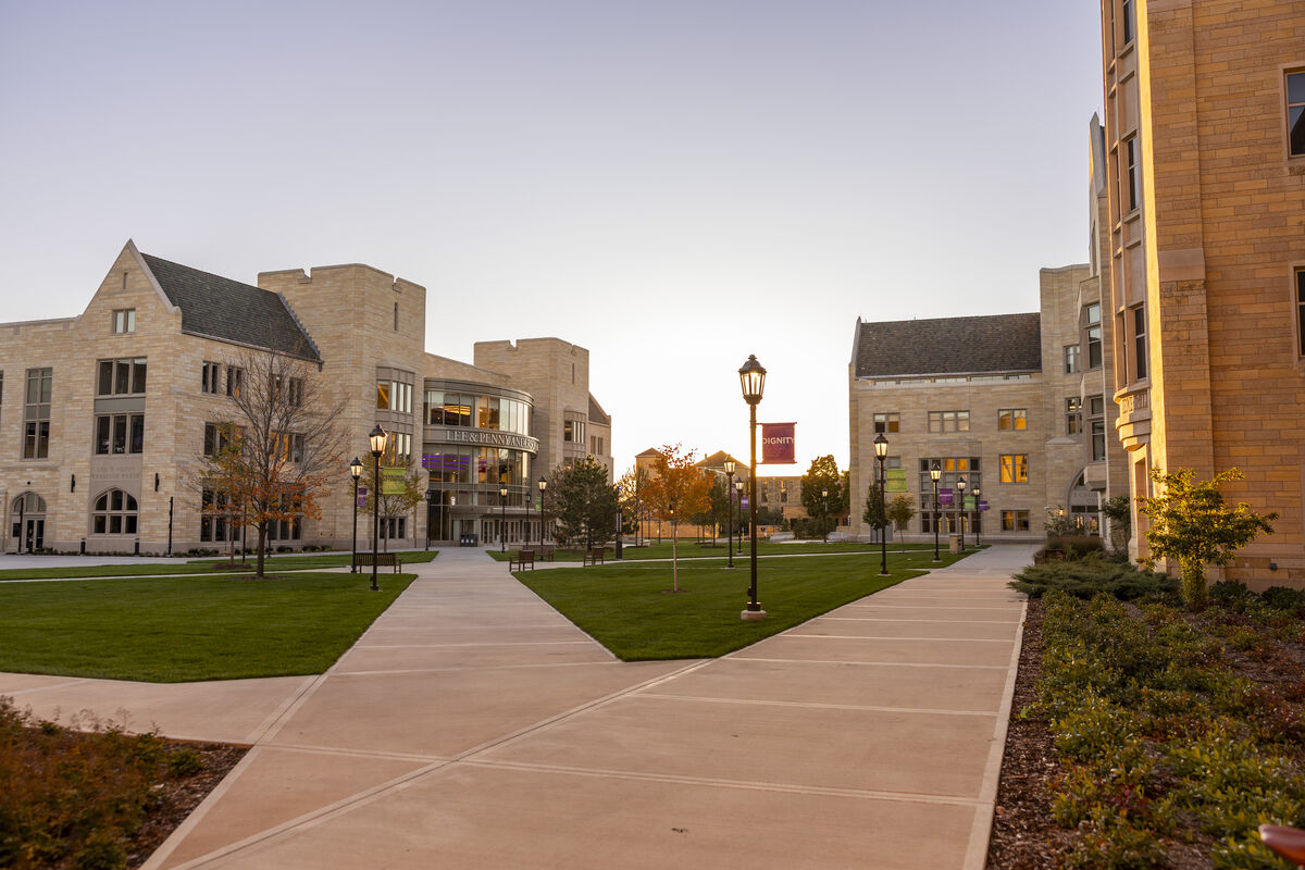 Campus buildings on fall day