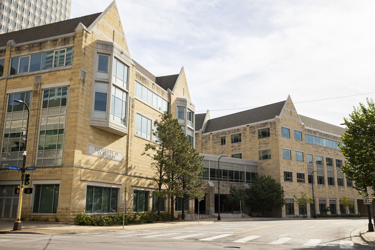 Buildings connected by skyway