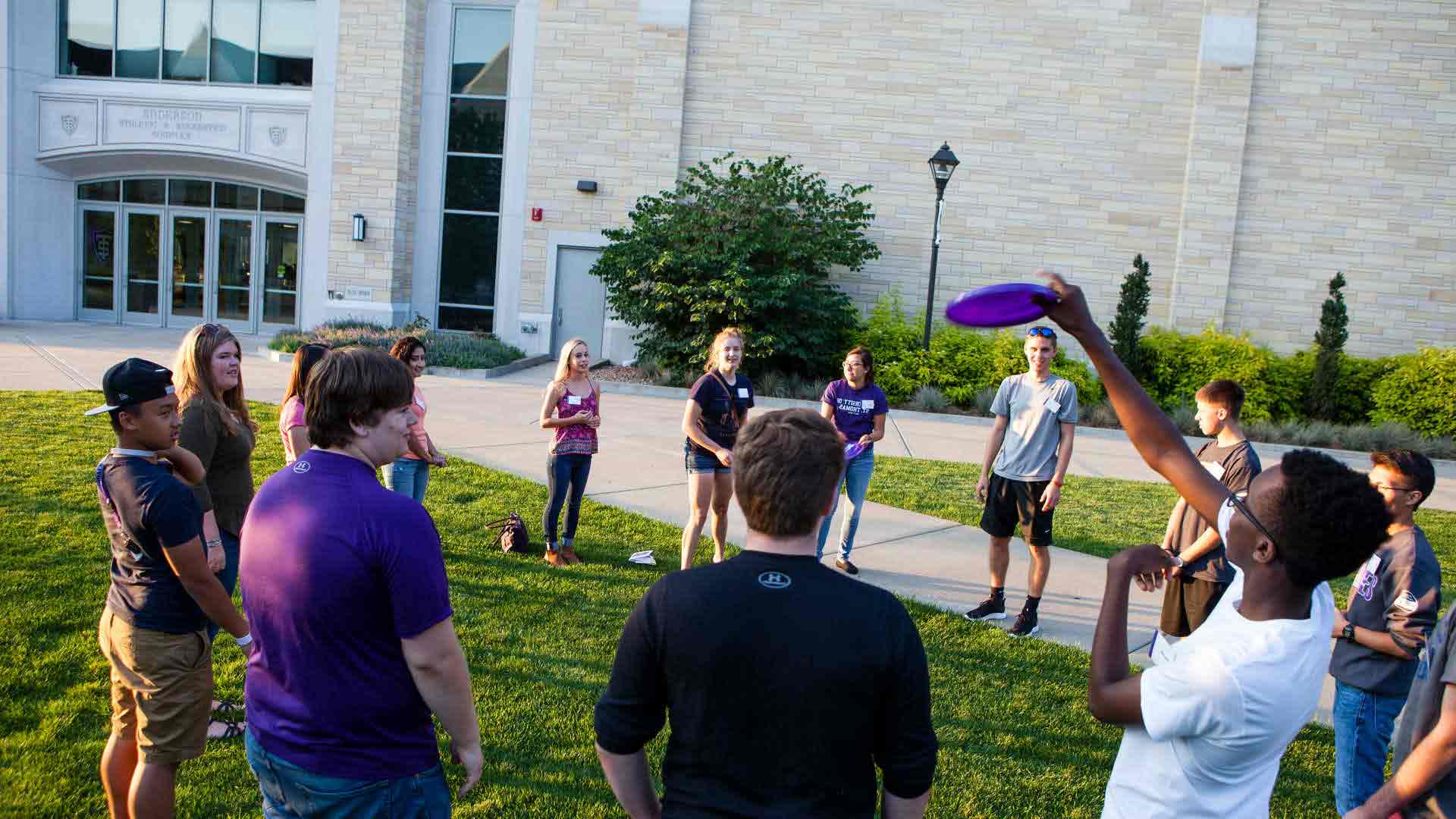 Students playing a game to meet other commuting students at the First Year Commuter Welcome on Monahan Plaza on Wednesday, August 31, 2016.