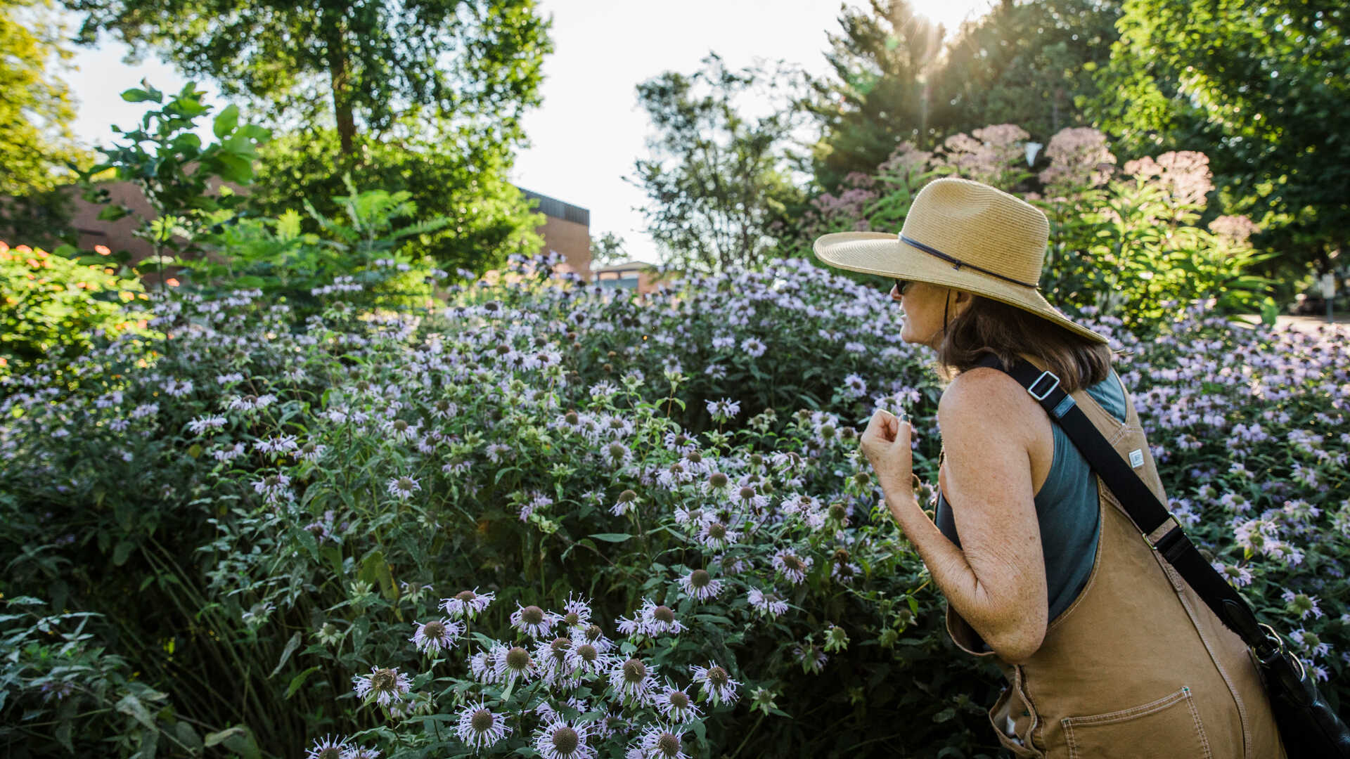 Woman smelling flowers