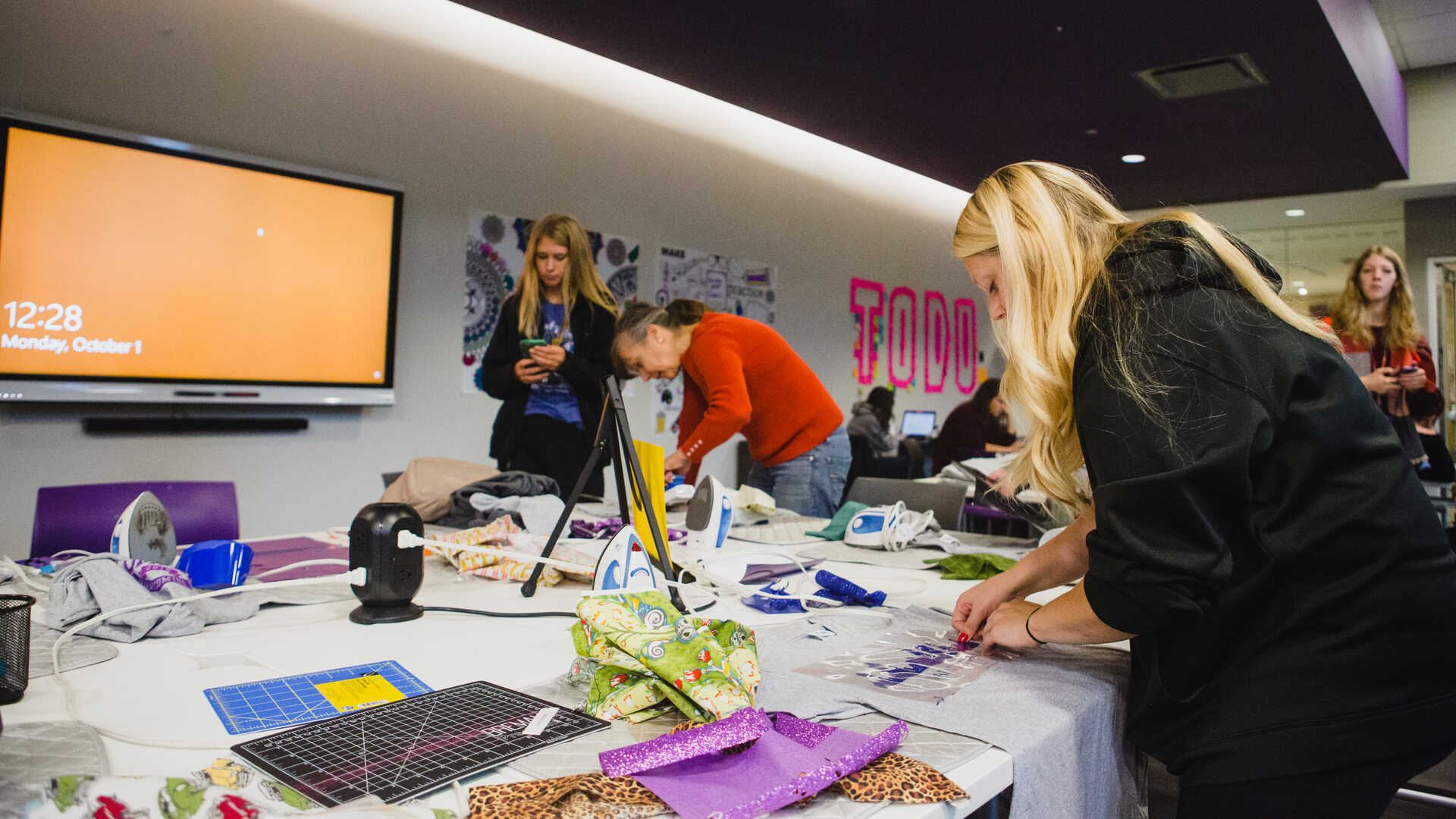 Students working on crafts