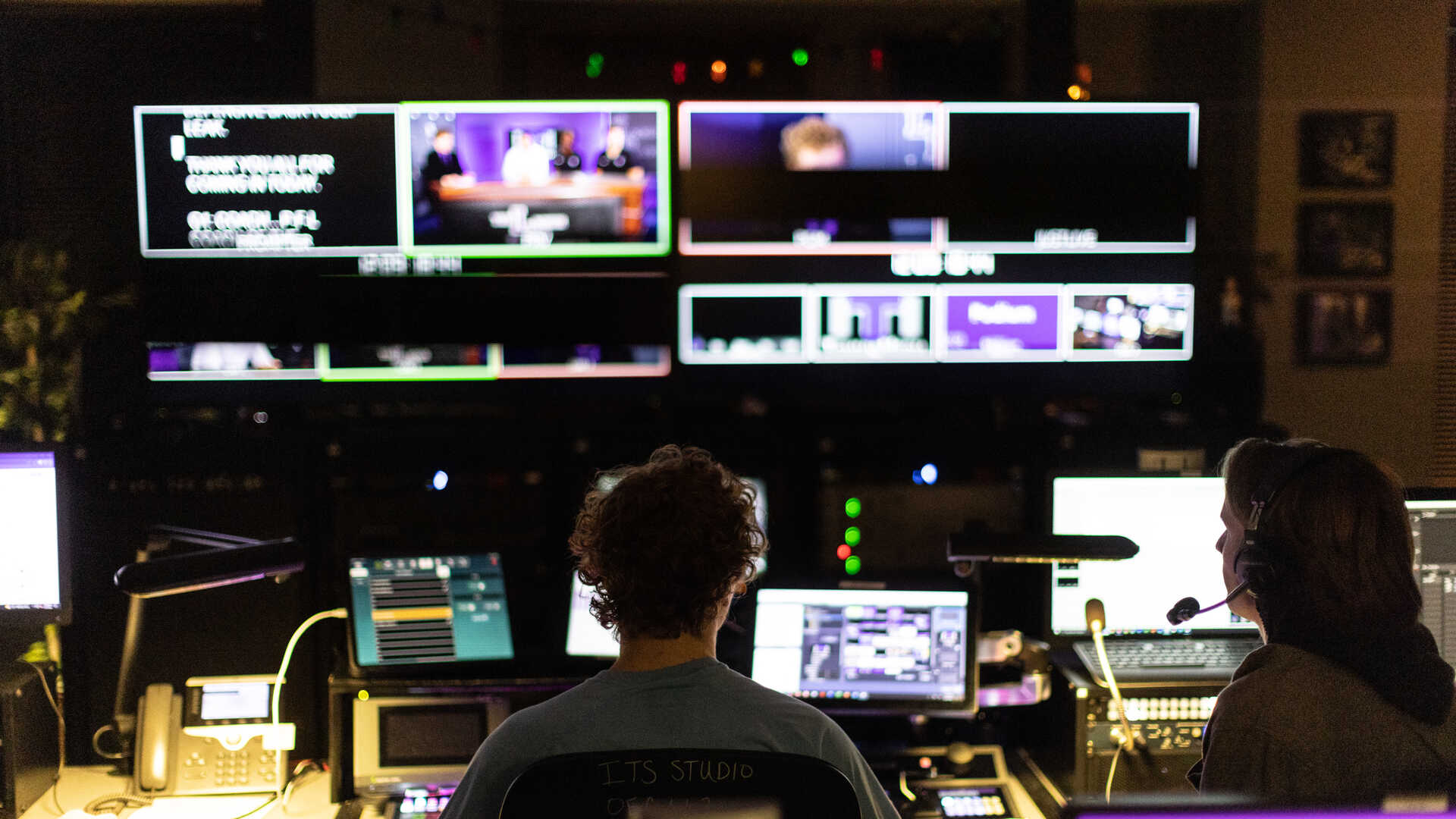 Students in TV studio
