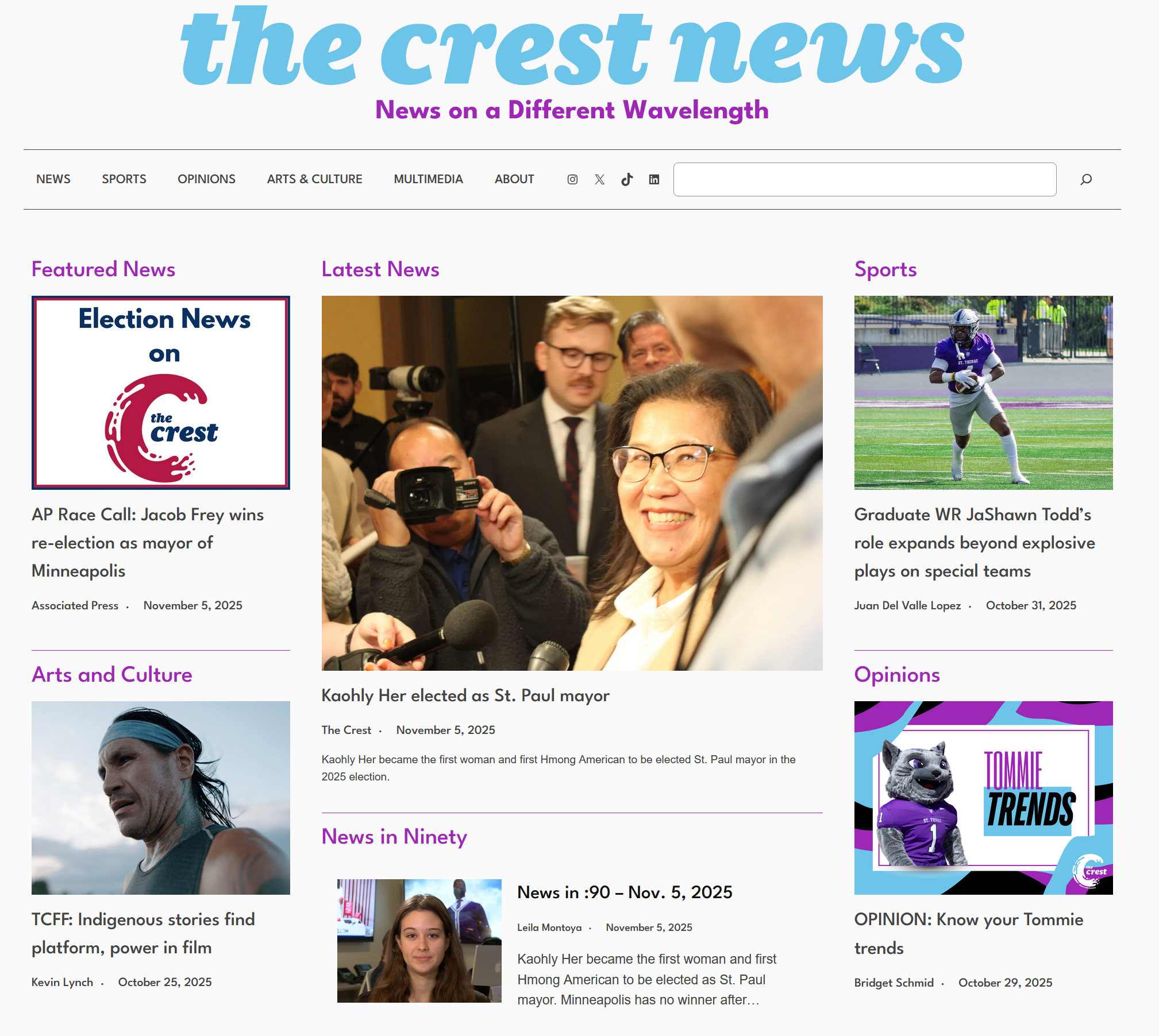 Cover page of the Crest Newspaper