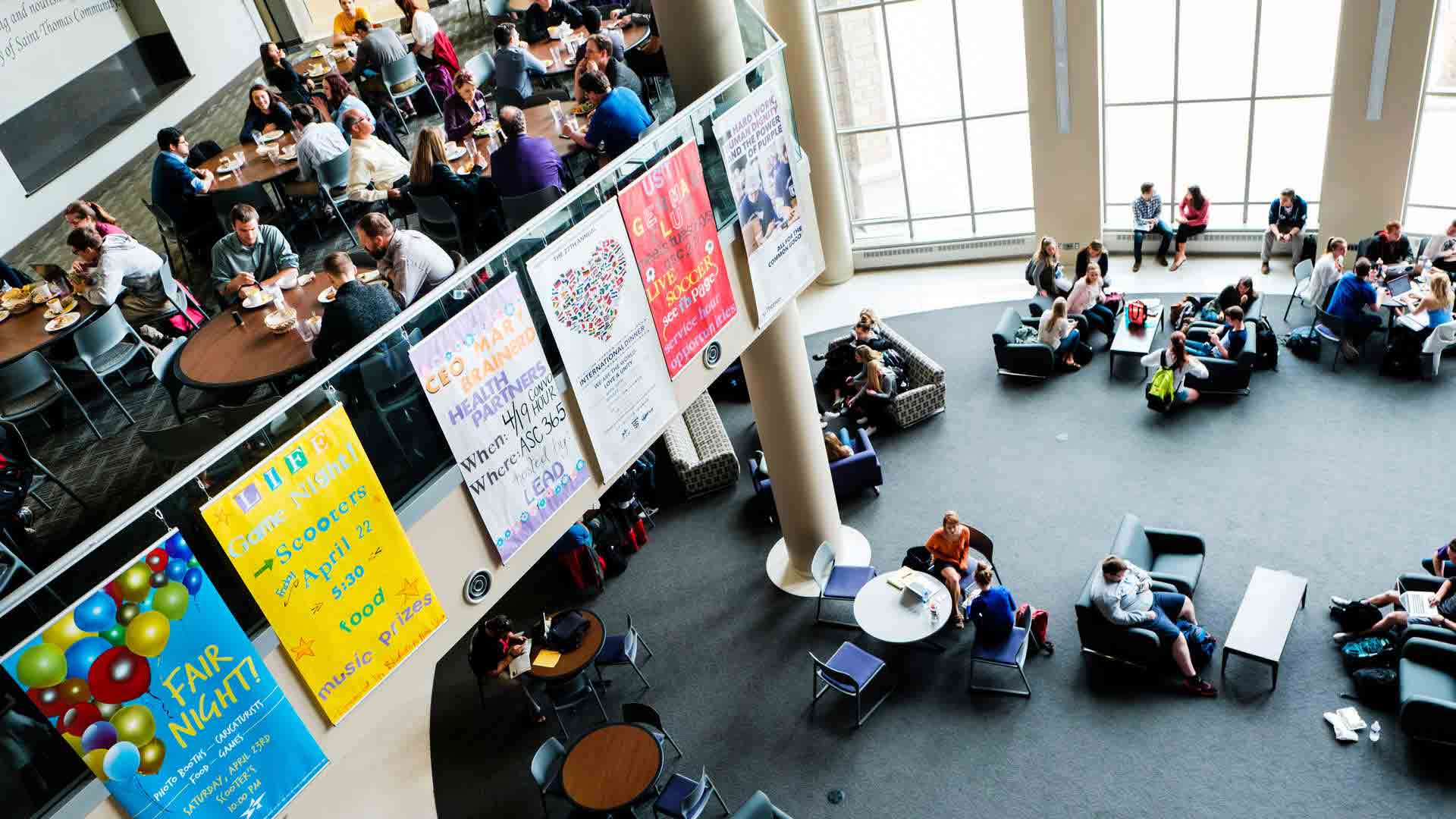 an image of the Anderson Student Center atrium from the top floor