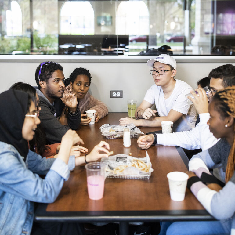 Students eating together