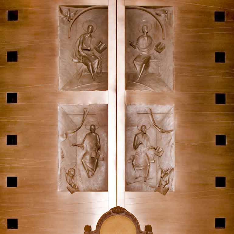 Sanctuary doors inside The Chapel of St. Thomas Aquinas.