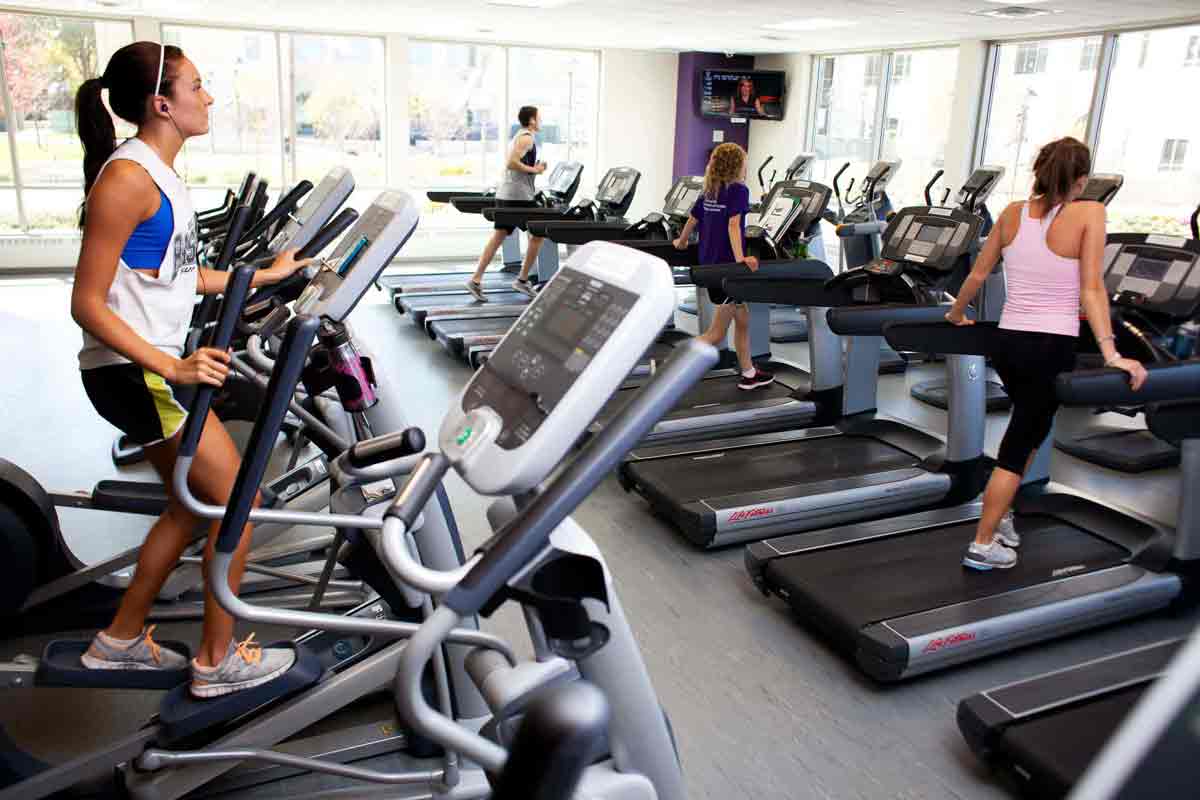 Student running on treadmill