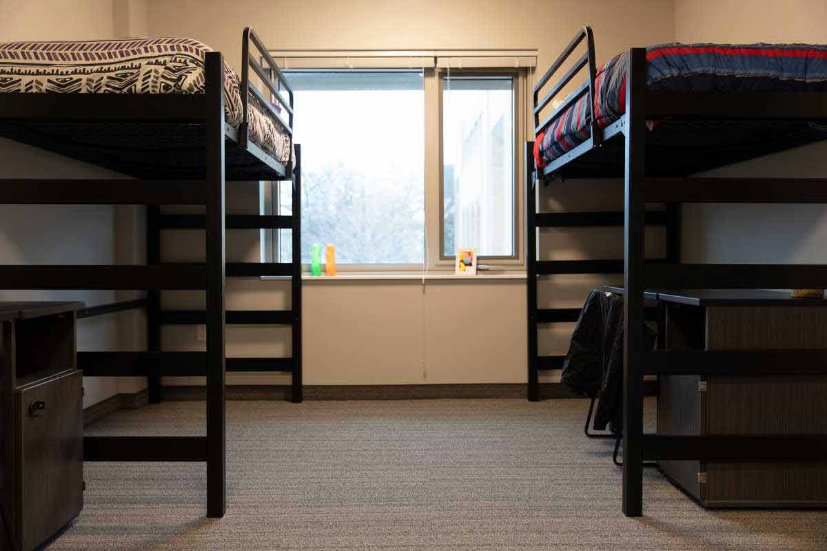 two lofted beds