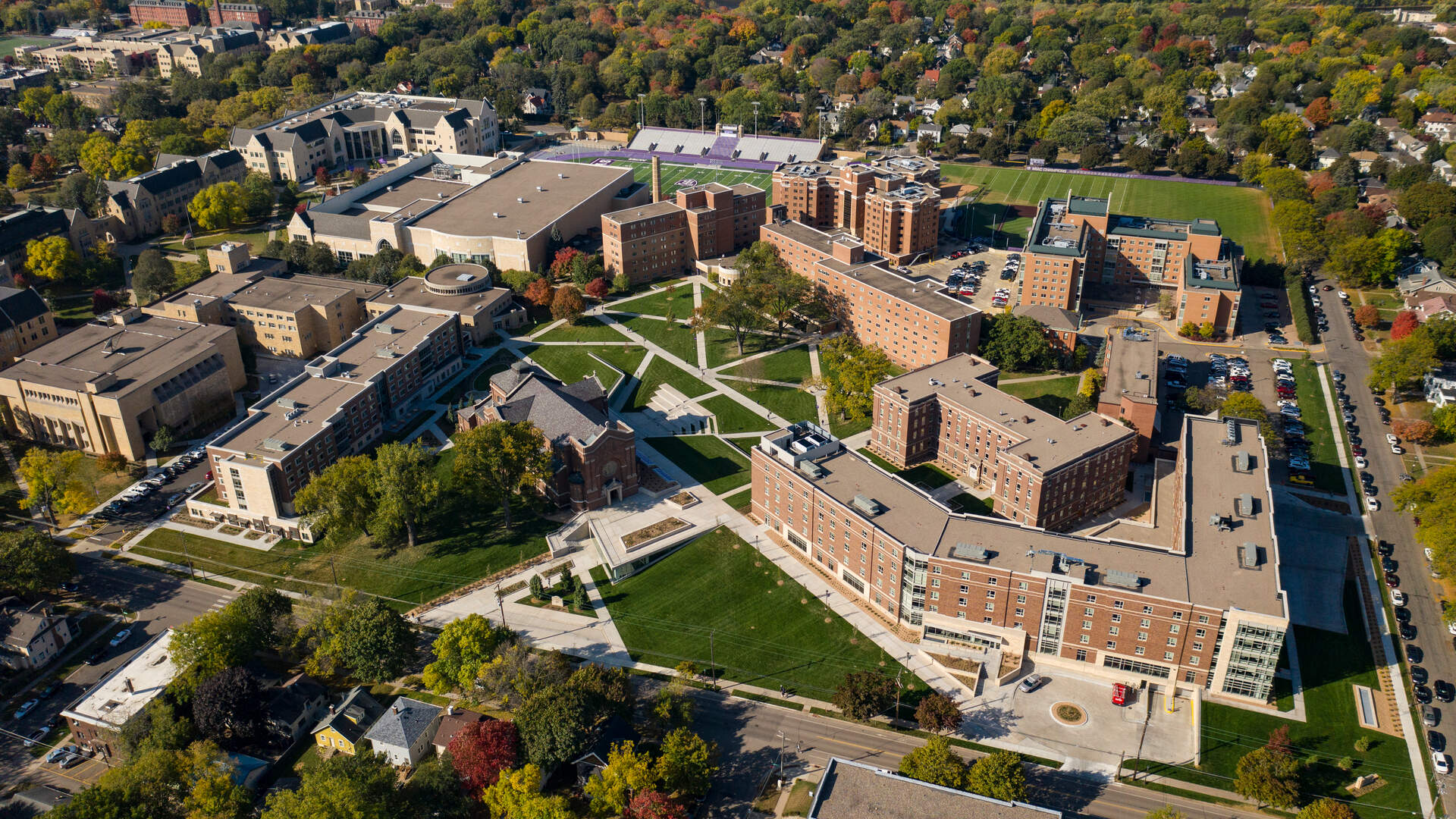 aerial view of St. Thomas north campus 