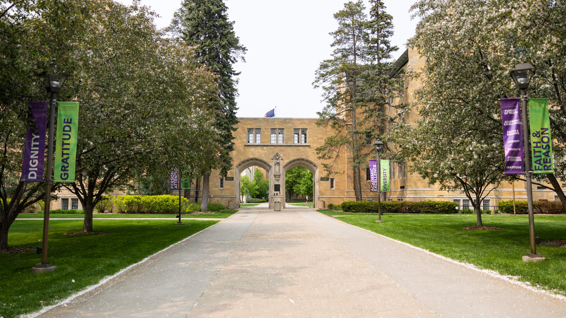 A view of the arches on campus