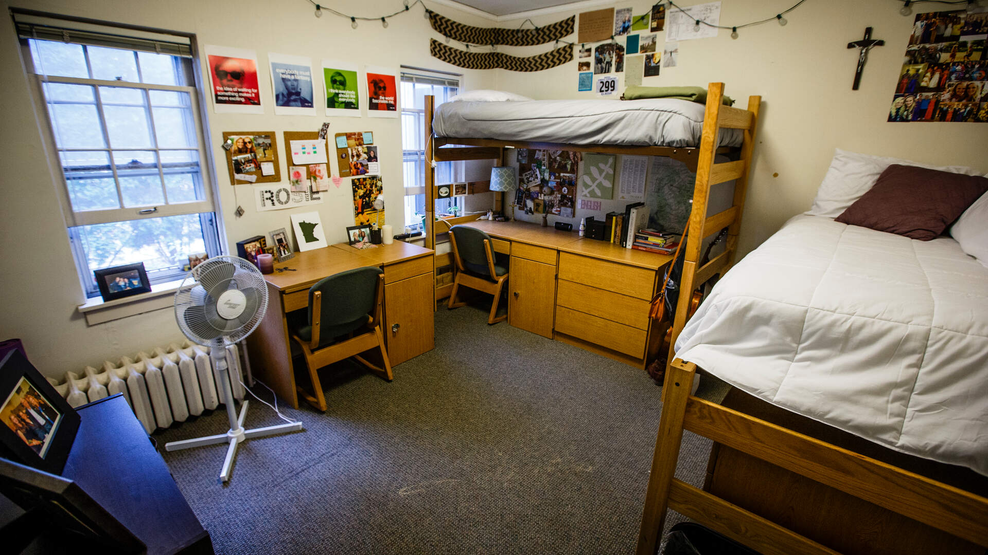 A student room in transfer student housing
