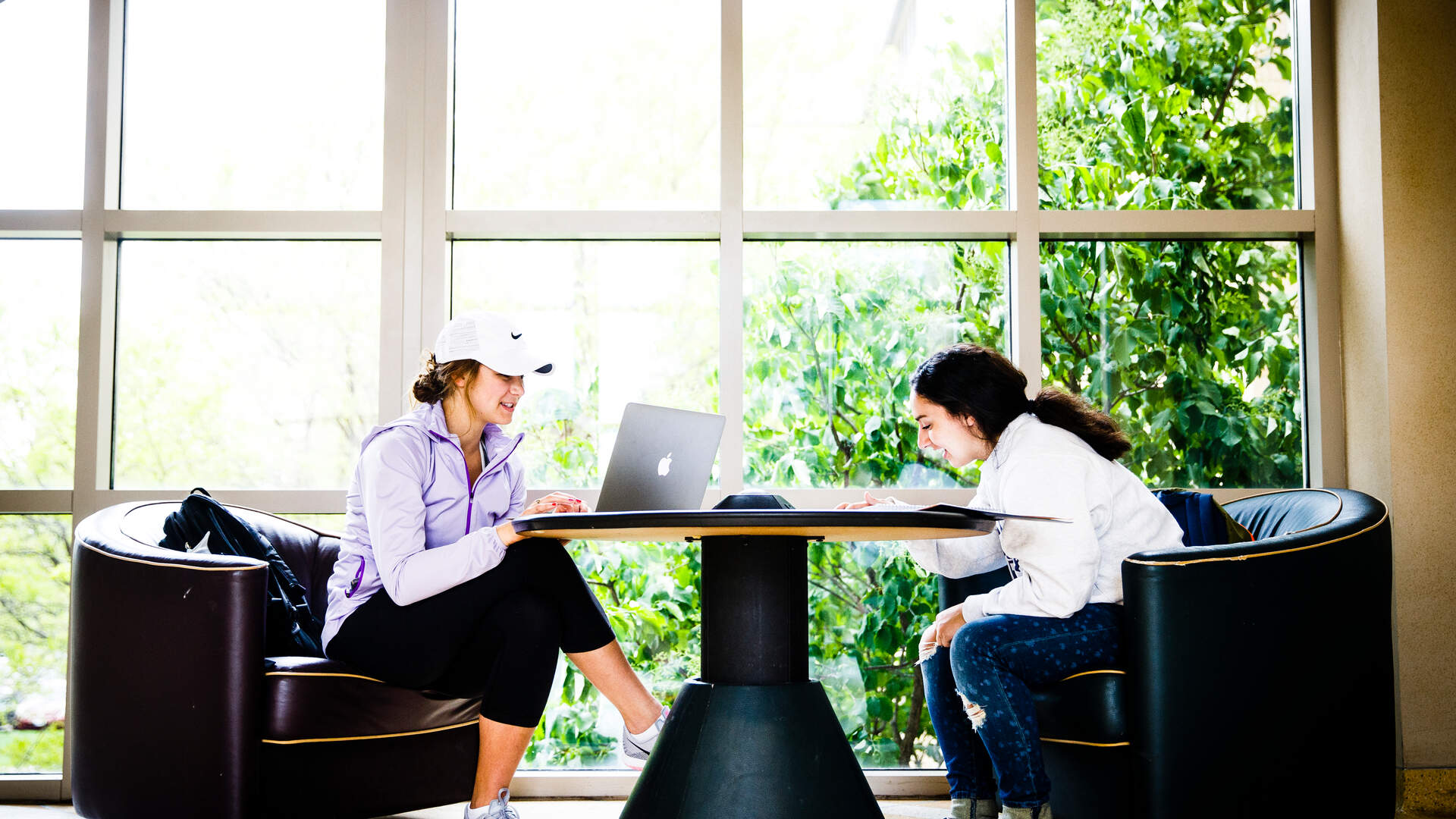 students studying with laptops