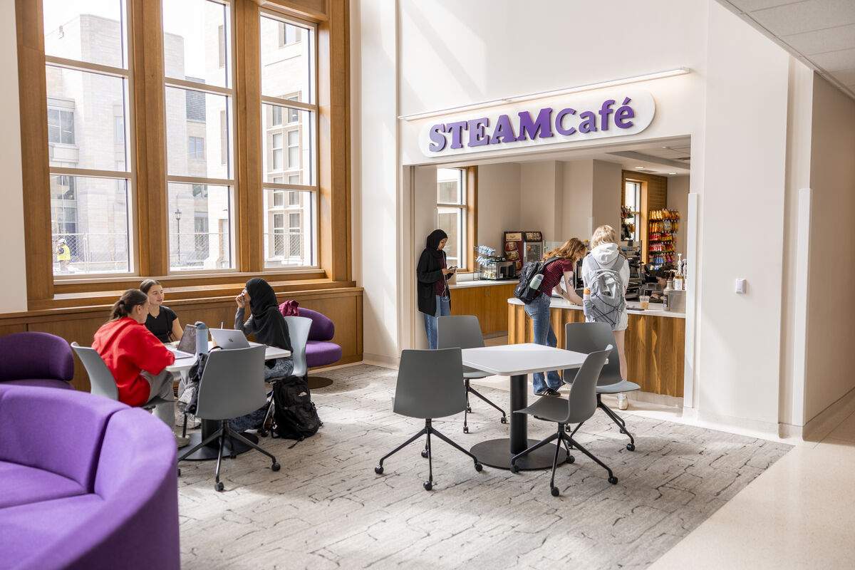 Students waiting outside of Steam Cafe