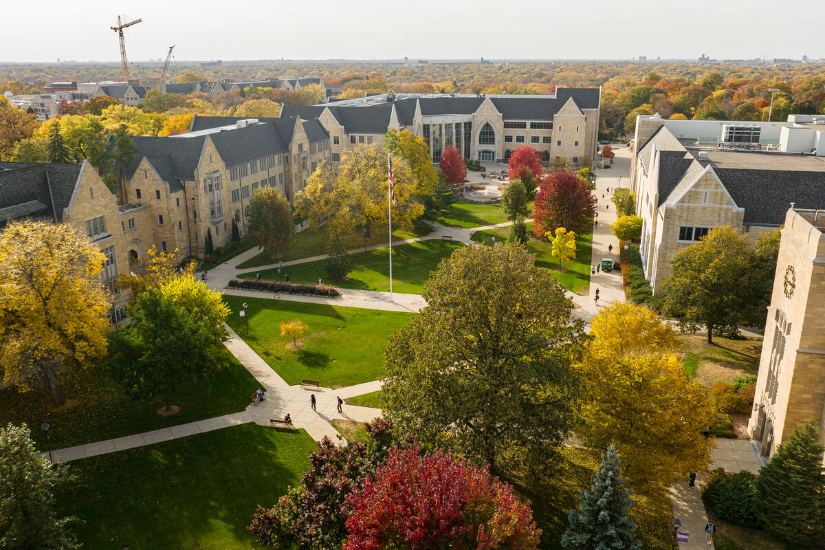 Aerial of St Paul campus in fall