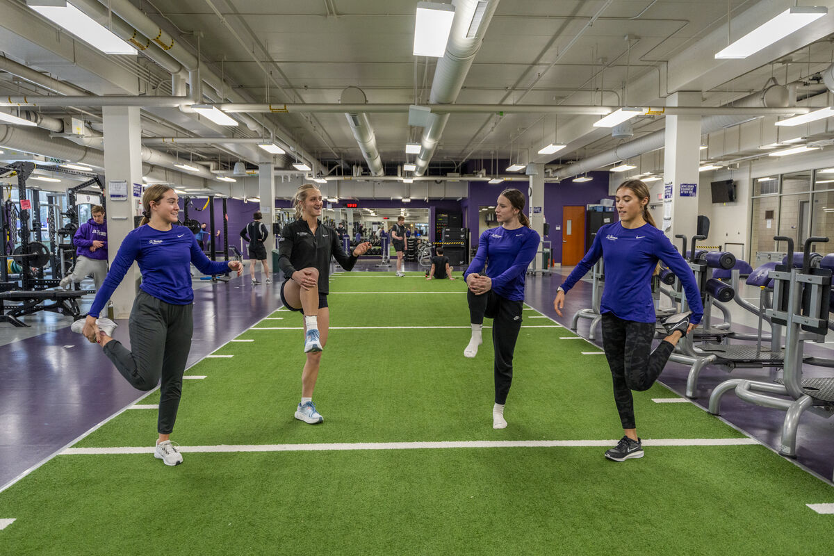 Students stretching in the AARC